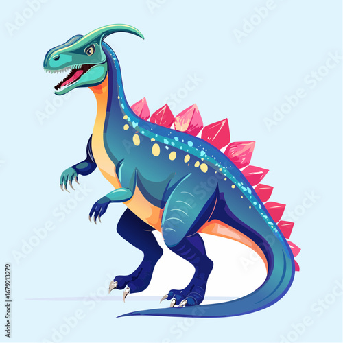 Neon light style dinosaur illustration. Vector illustration for t-shirt prints, posters, and other uses.