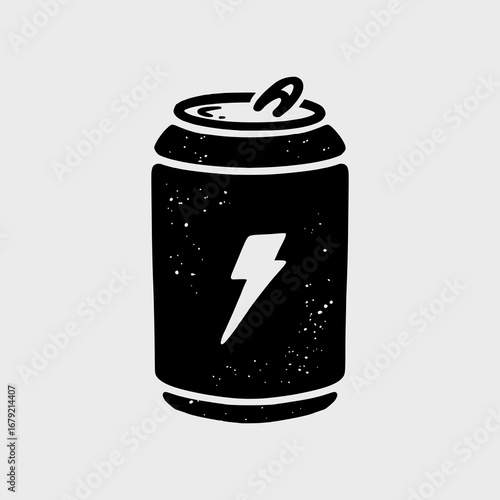 A high-contrast energy drink can with a lightning bolt logo. Represents the adrenaline and stamina needed for extreme sports