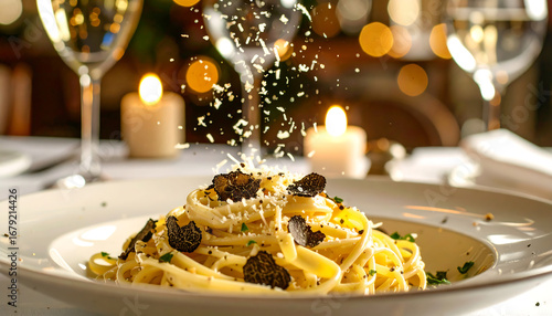 Elegant Truffle Pasta Dish Presentation.