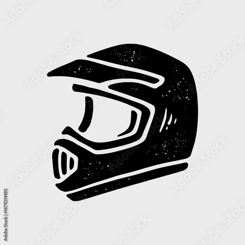 A classic off-road helmet with a retro peak and chin guard. The ultimate icon of motocross identity and head protection