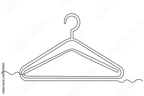 Minimalist one line drawing clothes hangers design with clean outline illustration