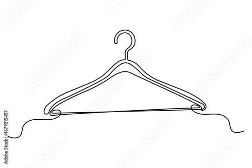 Minimalist clothes hangers one line drawing with simple outline design illustration