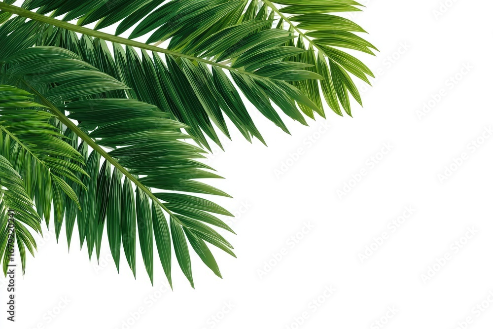 Fototapeta premium Tropical palm leaves against white background