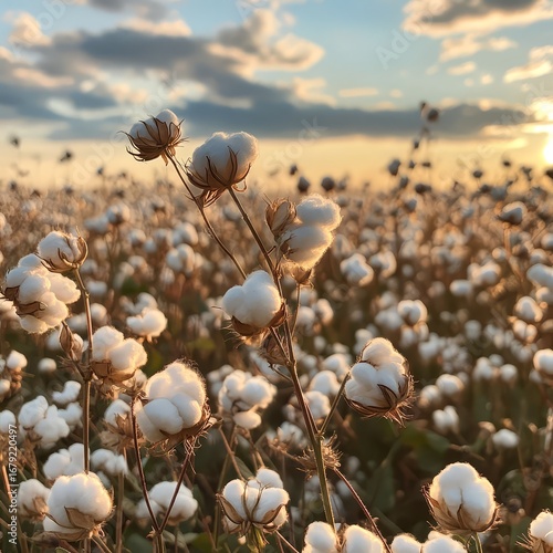 Cotton field at sunset