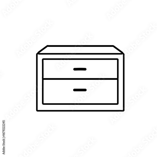 Simple Two-Drawer Chest of Drawers Outline Drawing