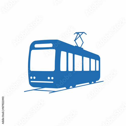 Simple Silhouette of a Modern Blue Light Rail Transit