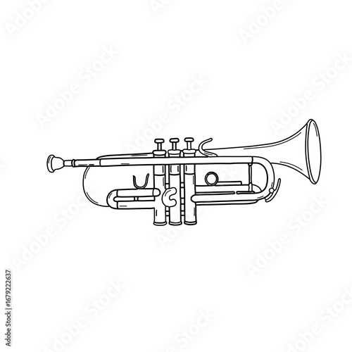 Line Art Trumpet Illustration: Musical Instrument Sketch