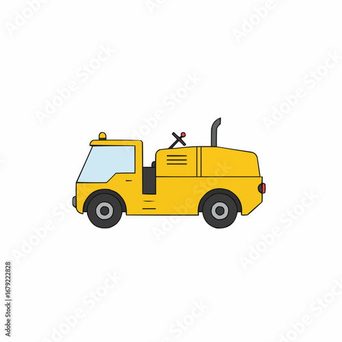 Yellow Airport Pushback Tug Illustration