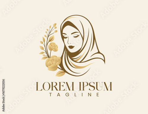 Muslim hijab logo design template