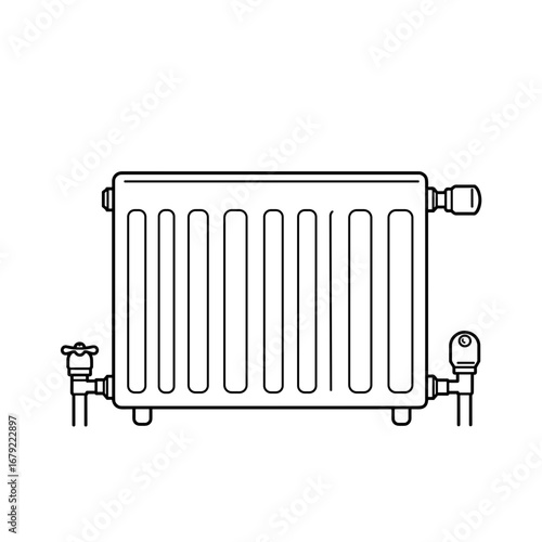 Simple Line Drawing of a Central Heating Radiator