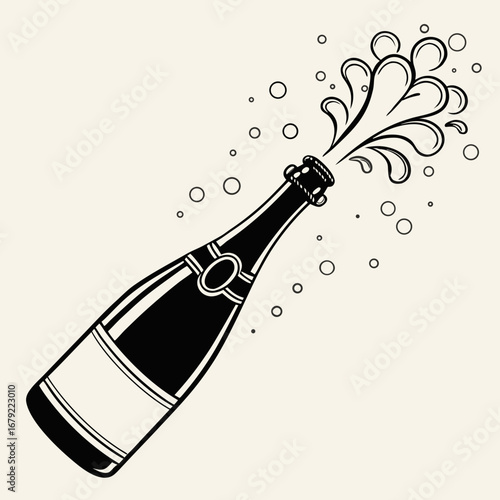 Bottle of champagne vector illustration
