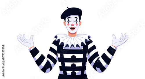 Circus mime artist performing for entertainment promotions and cultural events
