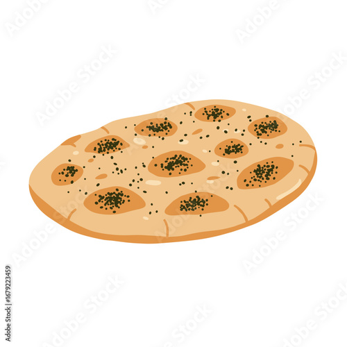 Freshly Baked Flatbread with Dark Seeds, a Delicious Culinary Delight.