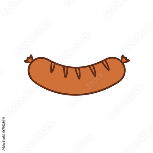 Cartoon Sausage with Brown Outline and Five Distinctive Cut Marks