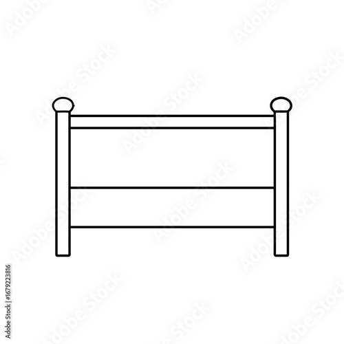 Simple Black Outline of a Bed Headboard with Rounded Finials