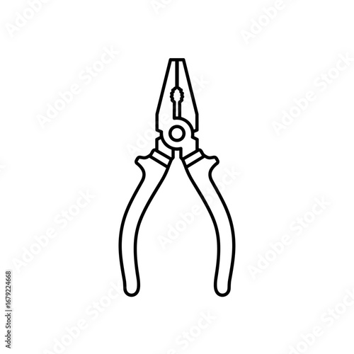 Line Art Illustration of Long Nose Pliers, Detailed Design