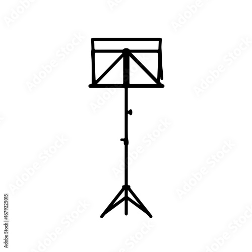 Simple Black Line Art of a Portable Music Stand