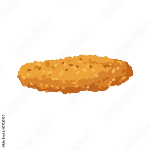 Golden Brown Breaded Chicken Cutlet, Side View