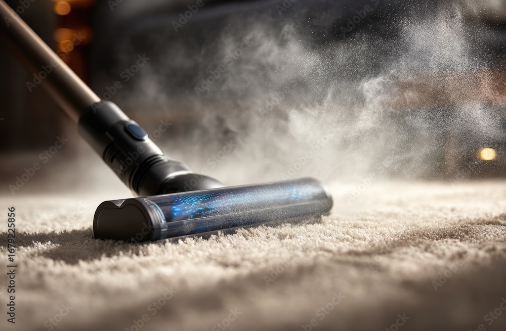 Naklejka premium Steam cleaner on beige carpet