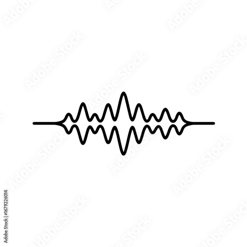 Black Sound Waveform Graphic Depicting Audio Frequency and Amplitude