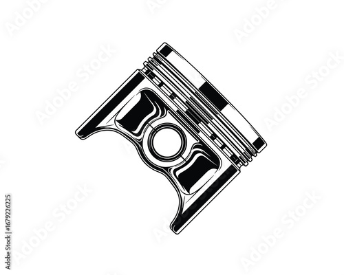 Black and White Car Piston Engine Component Part Auto Automotive Industry Vector Illustration