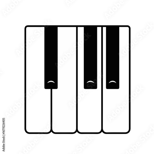 Simple Piano Keyboard Keys in Black and White