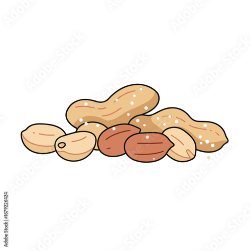 Pile of Peanuts and Shelled Peanuts with Speckles