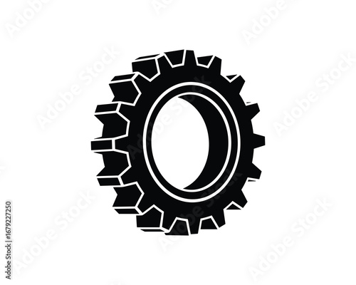Black Gear Wheel Cog, Machine Element, Mechanical Part, Technology, Vector Illustration