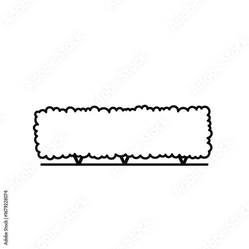 Simple Line Drawing of a Rectangular Bush Hedge