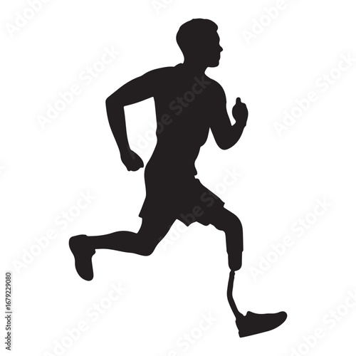 Silhouette of Amputee Runner: Perseverance and Athleticism silhouette