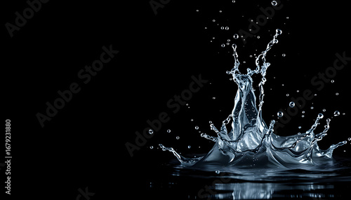 water splash in a black background with many design can use