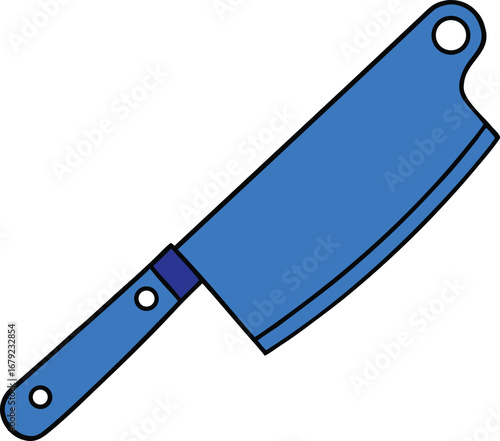 Blue Cleaver Butcher Tool on Transparent Background