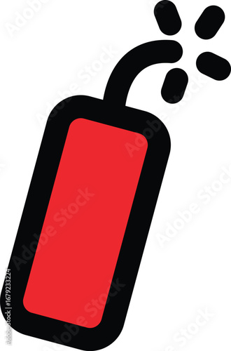 A red stick of dynamite with a fuse