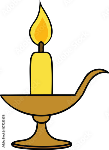 Golden Candle Flame Holder on Transparent Background