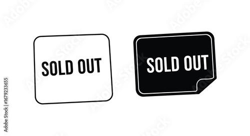 Sold Out Labels in Black and White for Retail and E Commerce