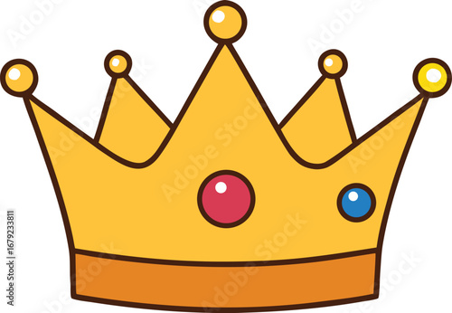 Golden Crown with Gems on Transparent Background