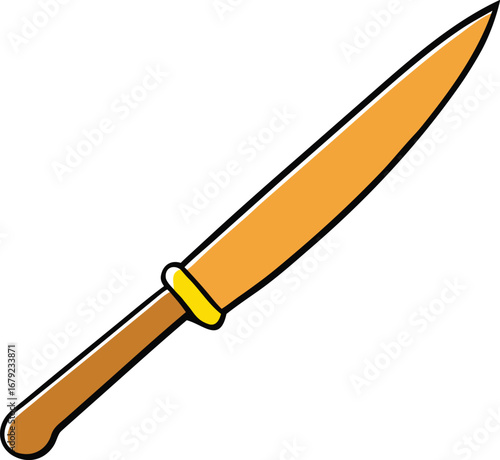 Golden Cutting Knife Sharp on Transparent Background