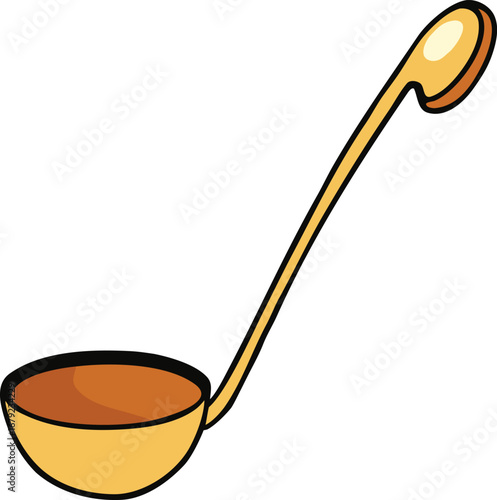Golden Ladle Soup Spoon on Transparent Background