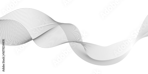 abstract black wave lines on white background, abstract interlacing lines and points digital connection of elements, digital frequency track equalizer, design with flowing lines on white background.