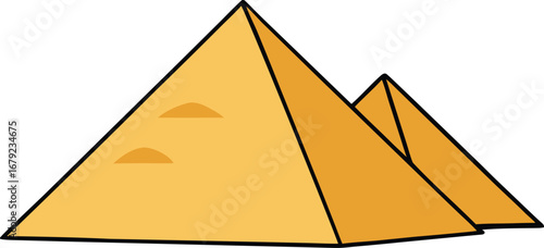 Golden Pyramid Desert Icon on Transparent Background
