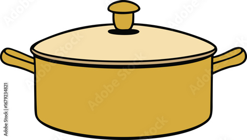 Golden Saucepan Cooking Pot on Transparent Background