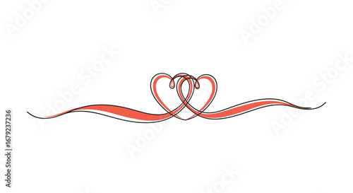 Elegant intertwined heart ribbon divider design symbolizing love and connection for special occasions