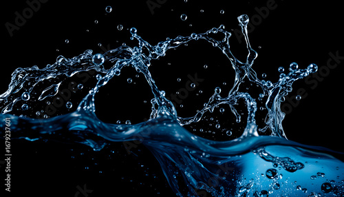 water splash in a black background with many design can use
