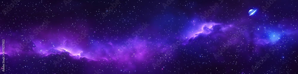 Fototapeta premium Purple galaxy space background wallpaper with stars and nebula for astronomy and science lovers