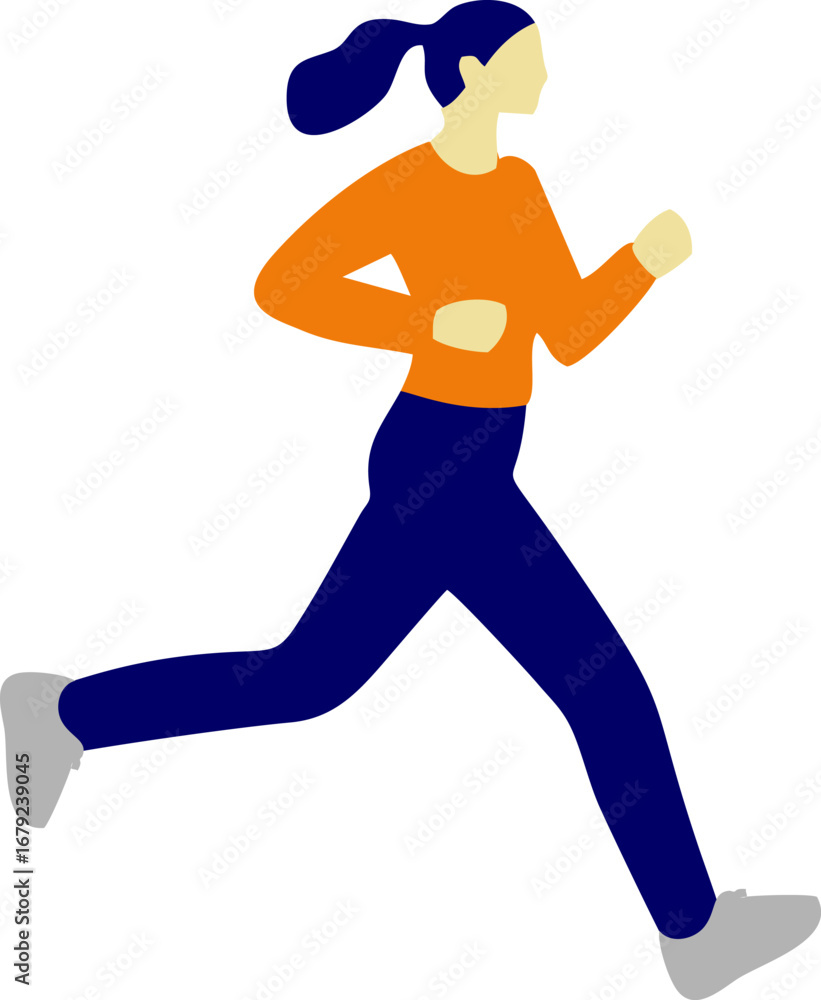 Fototapeta premium Runner vector set of sprinter, runner and jogger running track or jogging. People flat design style in outline. men athletes racing