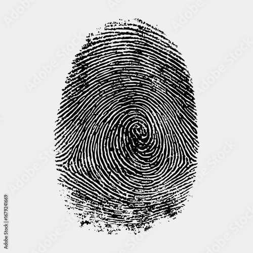 Fingerprint Signature Symbol Vintage Flat Icon Set, Fingerprint Biometric Clip Silhouette Vector