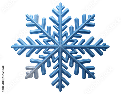 3D Detailed Icy Blue Snowflake Geometric Ornament on Dark Background