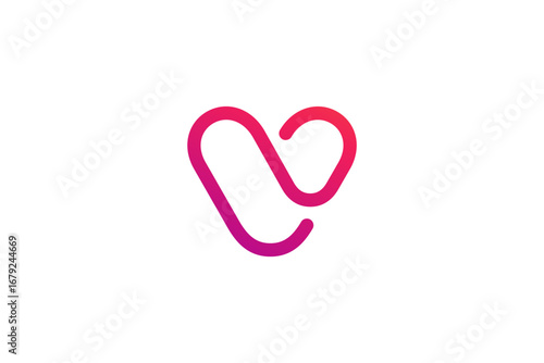 Letter V with heart logo icon design template elements