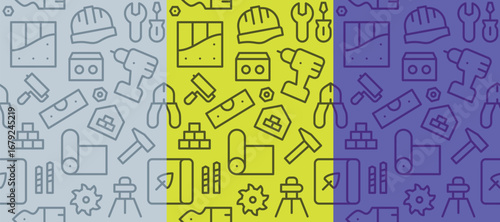 Building and construction tools and materials seamless pattern background. Online store of building materials seamless background for web and wrapping paper.