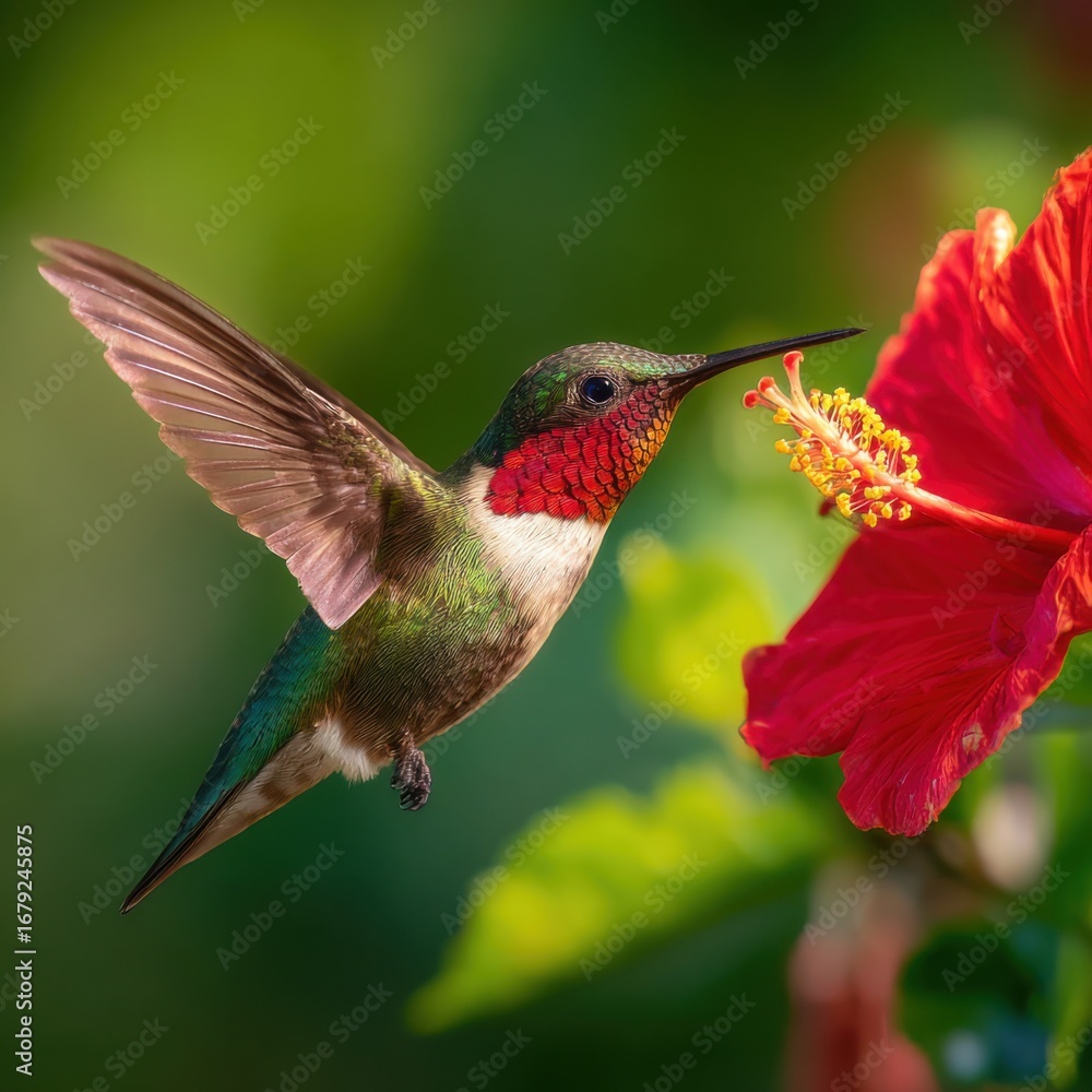 Fototapeta premium A Glimmering Jewel in the Flowerbed